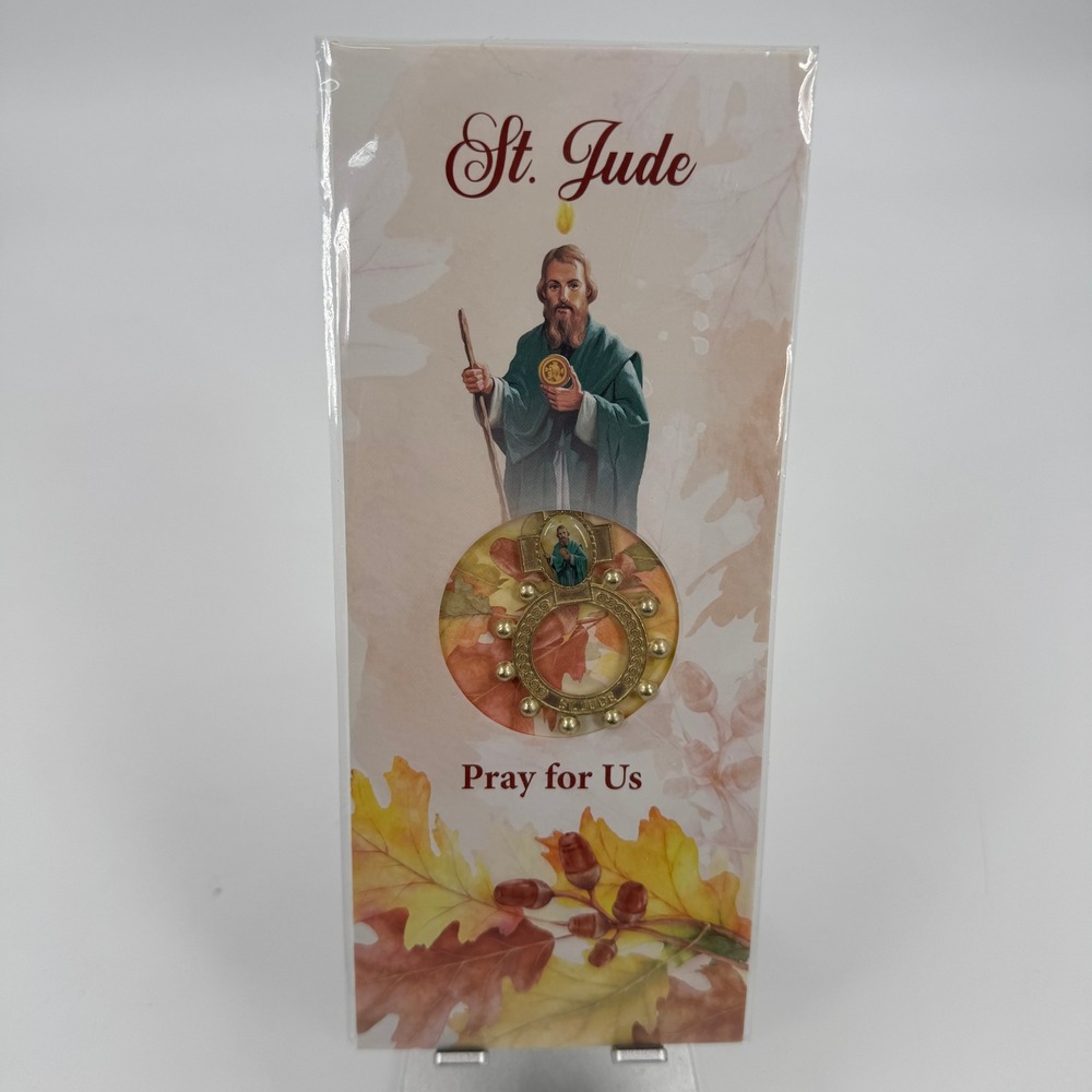 St. Jude Shrine Finger Rosary Prayer Card Set Unisex OS Gold Catholic Devotional